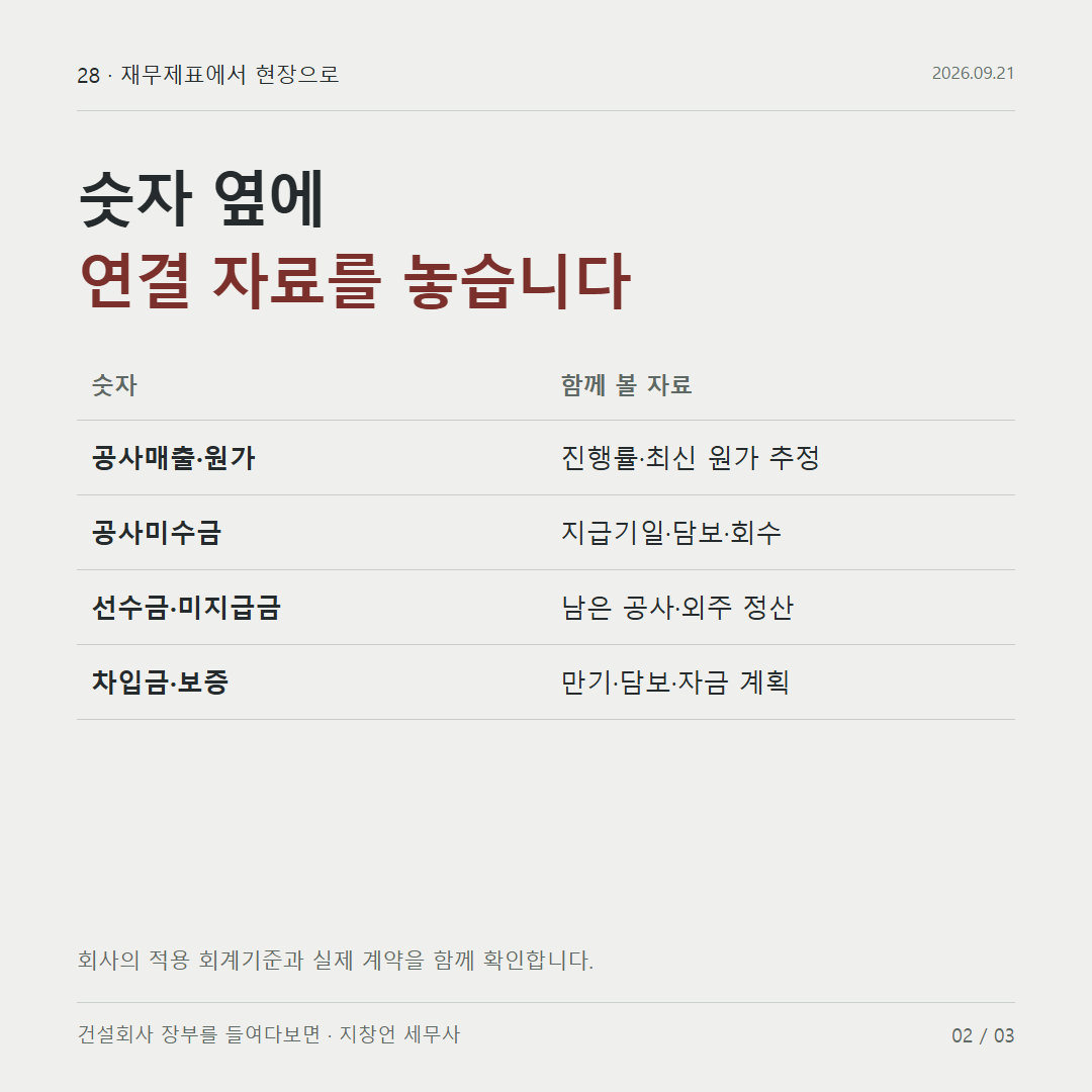 숫자 옆에 연결 자료를 놓습니다
