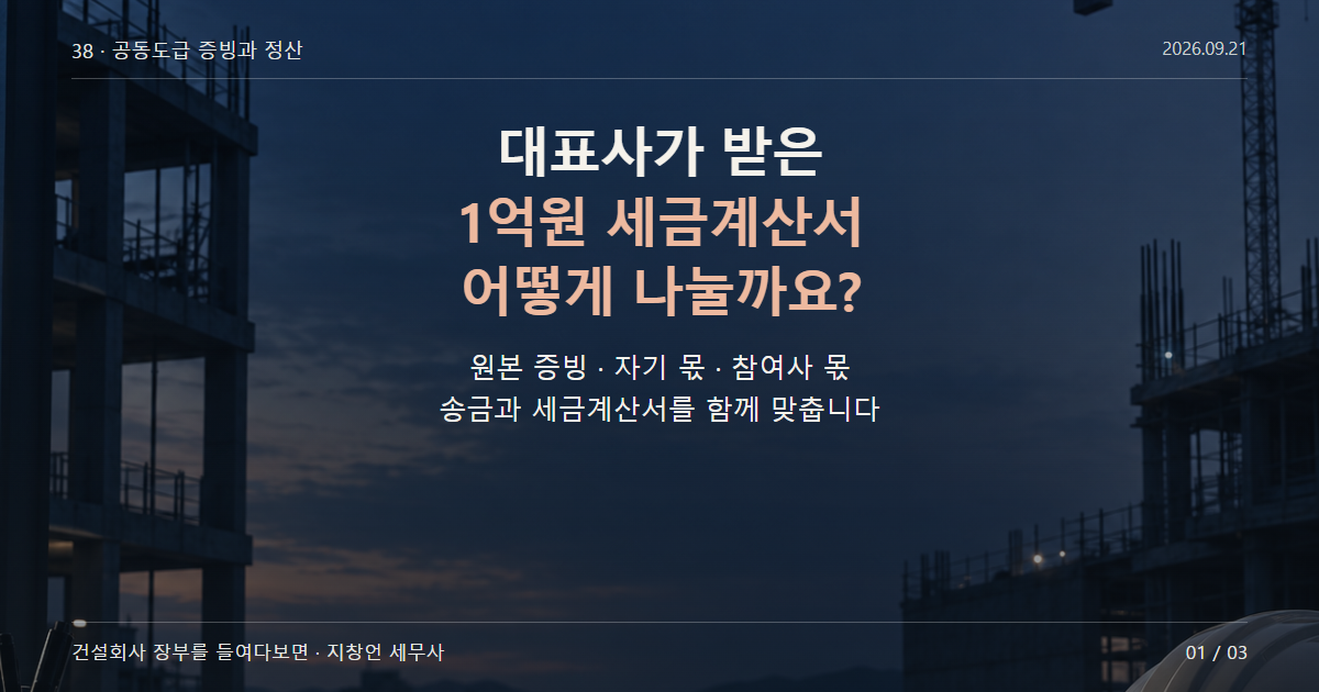 대표사가 받은 1억원 세금계산서 어떻게 나눌까요?