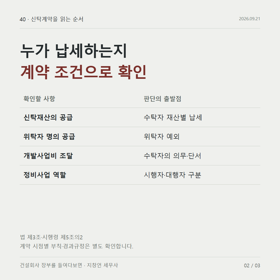 누가 납세하는지 계약 조건으로 확인