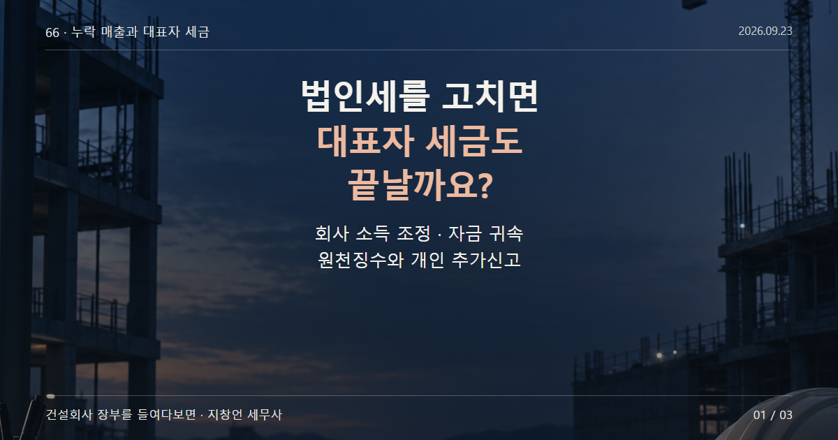 법인세를 고치면 대표자 세금도 끝날까요?