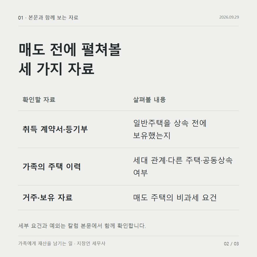 매도 전에 펼쳐볼 세 가지 자료
