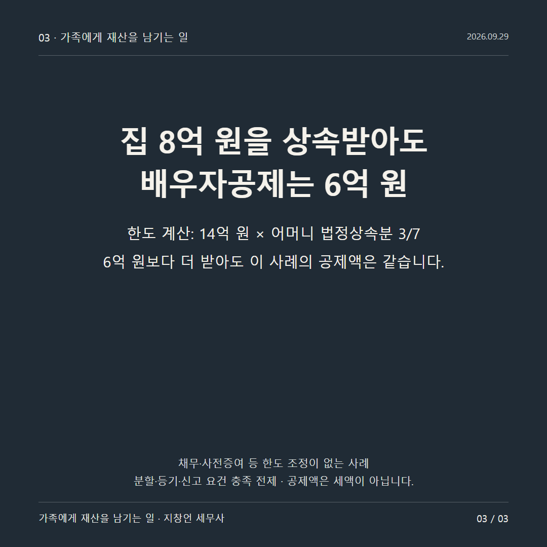 집 8억 원을 상속받아도 배우자공제는 6억 원