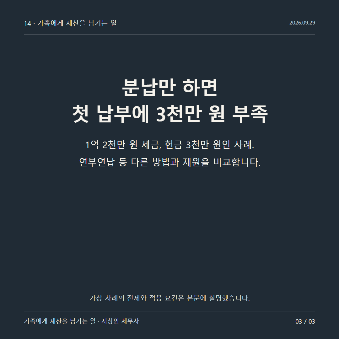 분납만 하면 첫 납부에 3천만 원 부족