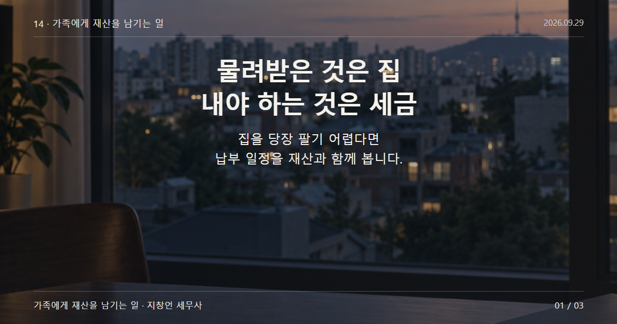 물려받은 것은 집 내야 하는 것은 세금